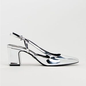 Zara Metallic Heeled Slingbacks - Size 9